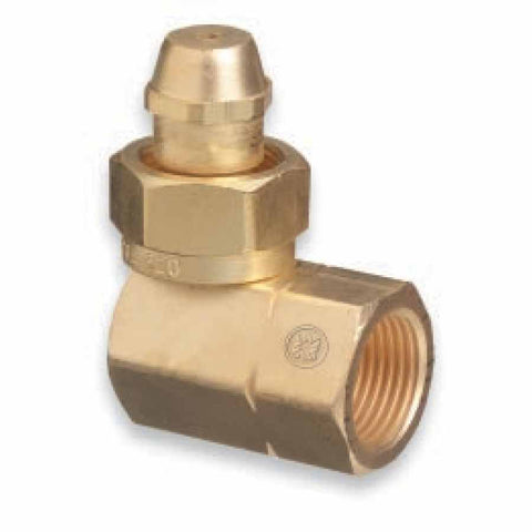 Brass Cylinder Adaptor, CGA-520 "B" Tank Acetylene To CGA-510 POL Acetylene 90? 312-318