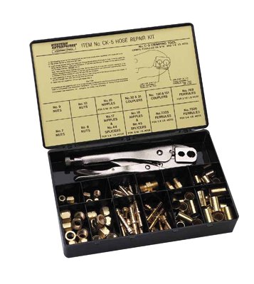 Hose Repair Kit, A-Size/B-Size Fittings, 3/16 in and 1/4 in Hose ID, Hammer-Strike 2-Hole Jaw Crimp Tool 312-CK-1