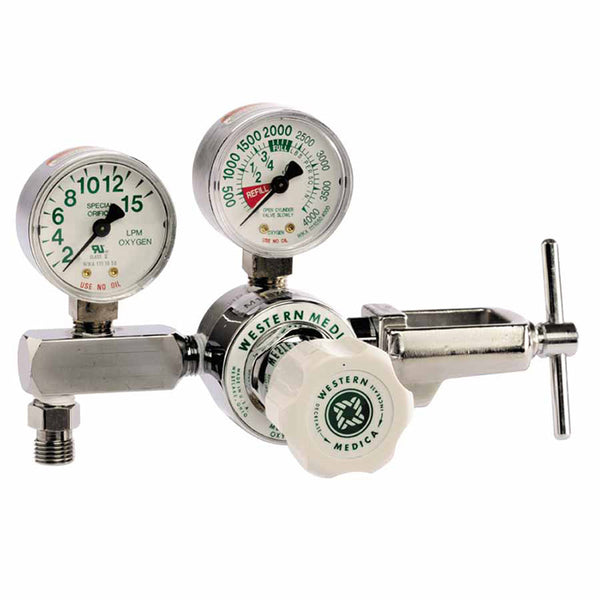 Oxygen Flow Gauge Regulator, 2 to 15 LPM, 3000 psi Inlet, CGA 870 Yoke 312-M1-870-15FG