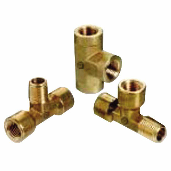 Pipe Thread Tee, 3-Way Connector, 3000 psig, Brass 312-BFT-4HP