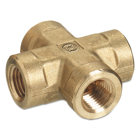 Pipe Thread Crosses, Connector, 3,000 PSIG, Brass, 1/4 in (NPT) 312-BCR-4HP