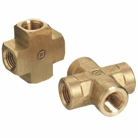 Pipe Thread Crosses, Connector, 1,000 PSIG, Brass, 1/4 in (NPT) 312-BCR-4LP