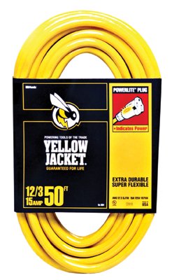 Yellow Jacket Power Cord, 50 ft, 1 Outlet, Yellow 860-2884