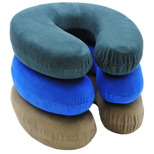 Neck Pillow Memory Foam Suede Asst Color